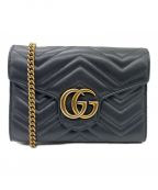 GUCCIグッチ）の古着「GGマーモント チェーンウォレット」｜ブラック