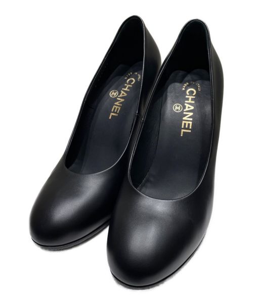 CHANEL（シャネル）CHANEL (シャネル) チェーンヒールパンプス ブラック サイズ:38 1/2の古着・服飾アイテム