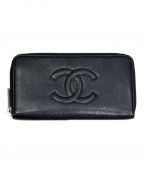 CHANELシャネル）の古着「ラウンドファスナーウォレット」｜ブラック