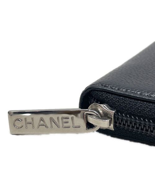 CHANEL（シャネル）CHANEL (シャネル) ラウンドファスナーウォレット ブラックの古着・服飾アイテム