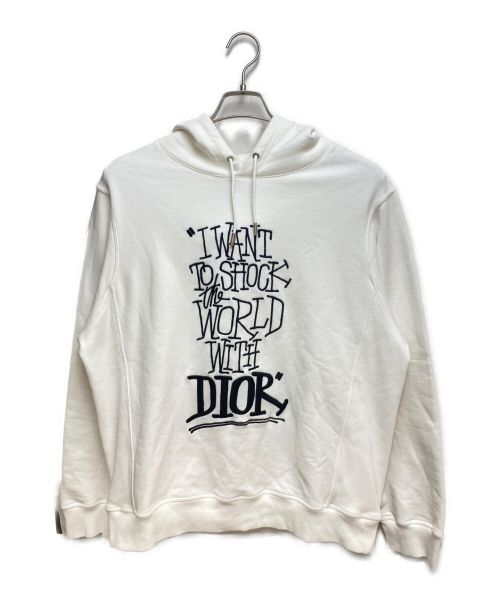 Christian Dior（クリスチャン ディオール）Christian Dior (クリスチャン ディオール) Shock The World Hoodie ホワイト サイズ:Lの古着・服飾アイテム