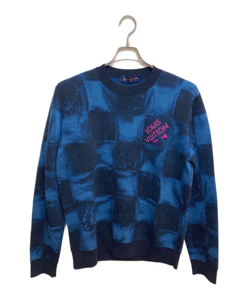 LOUIS VUITTON（ルイ ヴィトン）LOUIS VUITTON (ルイ ヴィトン) ダミエソルトジャカードクルーネックニットセーター ネイビー サイズ:Mの古着・服飾アイテム