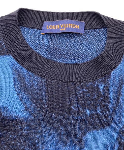 LOUIS VUITTON（ルイ ヴィトン）LOUIS VUITTON (ルイ ヴィトン) ダミエソルトジャカードクルーネックニットセーター ネイビー サイズ:Mの古着・服飾アイテム