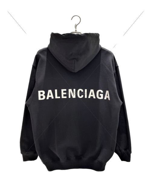 BALENCIAGA（バレンシアガ）BALENCIAGA (バレンシアガ) バックロゴオーバーサイズプルオーバーパーカー ブラック サイズ:XSの古着・服飾アイテム