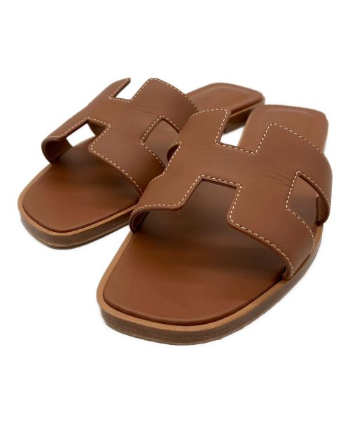 HERMES（エルメス）HERMES (エルメス) レザーサンダル オラン ブラウン サイズ:35 1/2の古着・服飾アイテム