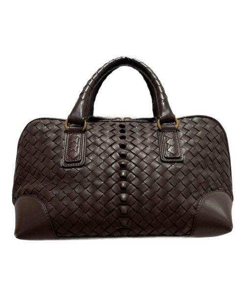 BOTTEGA VENETA（ボッテガベネタ）BOTTEGA VENETA (ボッテガベネタ) イントレチャートハンドバッグ ブラウンの古着・服飾アイテム