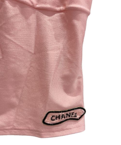 CHANEL（シャネル）CHANEL (シャネル) ビジューロゴストレッチトップ ピンク サイズ:38の古着・服飾アイテム
