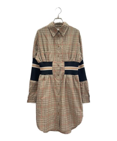 BURBERRY（バーバリー）BURBERRY (バーバリー) ノヴァチェック切替シャツワンピース ブラウン×ベージュ サイズ:36の古着・服飾アイテム