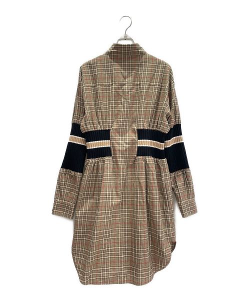 BURBERRY（バーバリー）BURBERRY (バーバリー) ノヴァチェック切替シャツワンピース ブラウン×ベージュ サイズ:36の古着・服飾アイテム