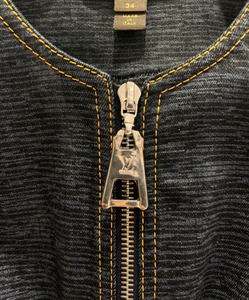 LOUIS VUITTON（ルイ ヴィトン）LOUIS VUITTON (ルイ ヴィトン) レザー切替デニムワンピース ネイビー サイズ:34の古着・服飾アイテム