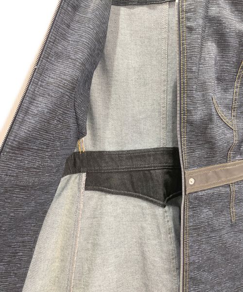 LOUIS VUITTON（ルイ ヴィトン）LOUIS VUITTON (ルイ ヴィトン) レザー切替デニムワンピース ネイビー サイズ:34の古着・服飾アイテム