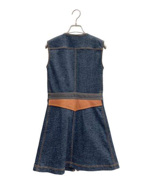 LOUIS VUITTON（ルイ ヴィトン）LOUIS VUITTON (ルイ ヴィトン) レザー切替デニムワンピース ネイビー サイズ:34の古着・服飾アイテム