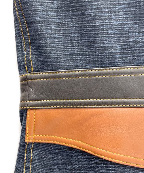 LOUIS VUITTON（ルイ ヴィトン）LOUIS VUITTON (ルイ ヴィトン) レザー切替デニムワンピース ネイビー サイズ:34の古着・服飾アイテム