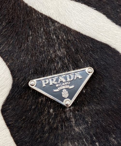 PRADA（プラダ）PRADA (プラダ) ハラコハンドバッグ ブラウン×ホワイト サイズ:-の古着・服飾アイテム