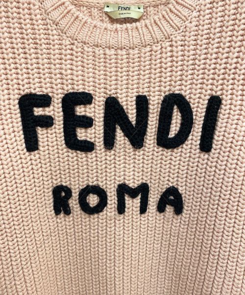 FENDI（フェンディ）FENDI (フェンディ) クルーネックロゴニット ピンク サイズ:36の古着・服飾アイテム