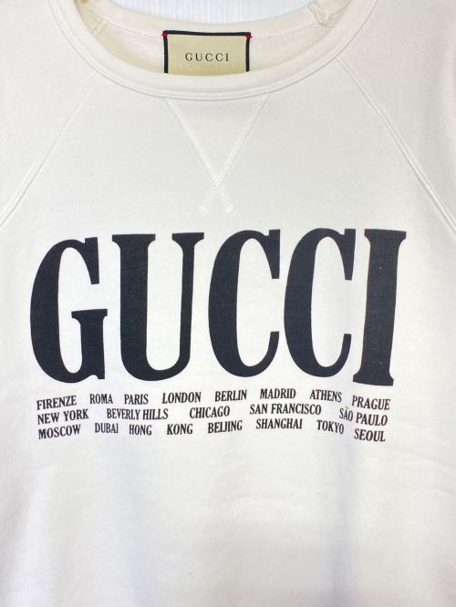GUCCI（グッチ）GUCCI (グッチ) Cities Print Sweatshirt ホワイト サイズ:Sの古着・服飾アイテム