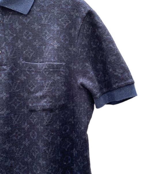 LOUIS VUITTON（ルイ ヴィトン）LOUIS VUITTON (ルイ ヴィトン) シルク混ウールツイードモノグラム半袖ポロシャツ ネイビー サイズ:XLの古着・服飾アイテム