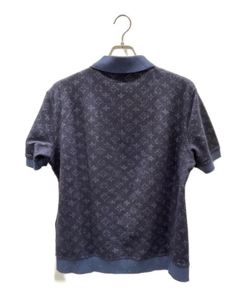LOUIS VUITTON（ルイ ヴィトン）LOUIS VUITTON (ルイ ヴィトン) シルク混ウールツイードモノグラム半袖ポロシャツ ネイビー サイズ:XLの古着・服飾アイテム