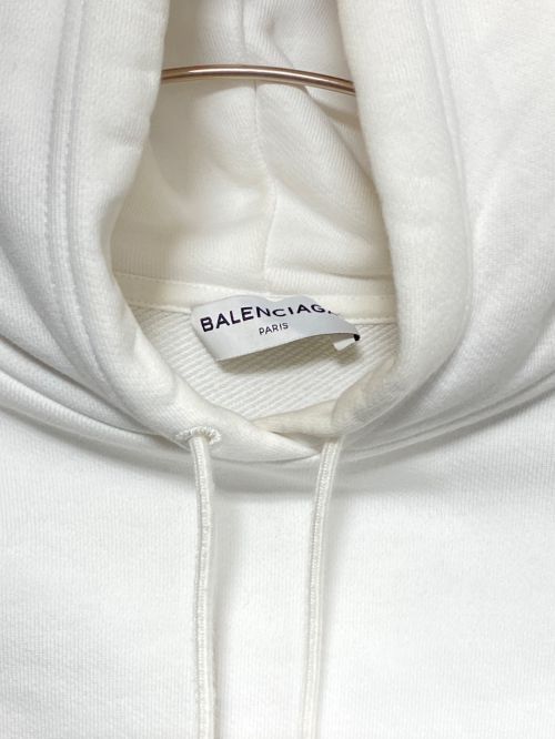 BALENCIAGA（バレンシアガ）BALENCIAGA (バレンシアガ) フードロゴプリントプルオーバーパーカー ホワイト サイズ:Mの古着・服飾アイテム
