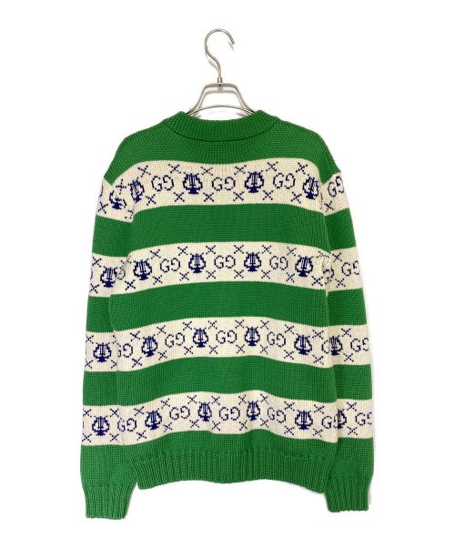 GUCCI（グッチ）GUCCI (グッチ) GGリラストライプ ジャガードカーディガン グリーン サイズ:XSの古着・服飾アイテム