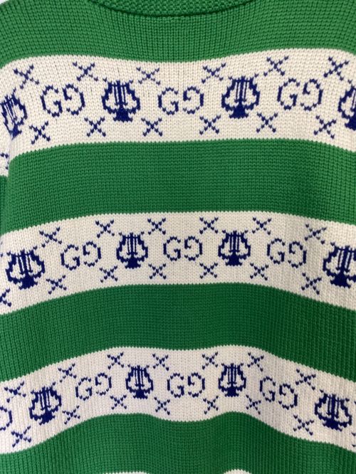 GUCCI（グッチ）GUCCI (グッチ) GGリラストライプ ジャガードカーディガン グリーン サイズ:XSの古着・服飾アイテム