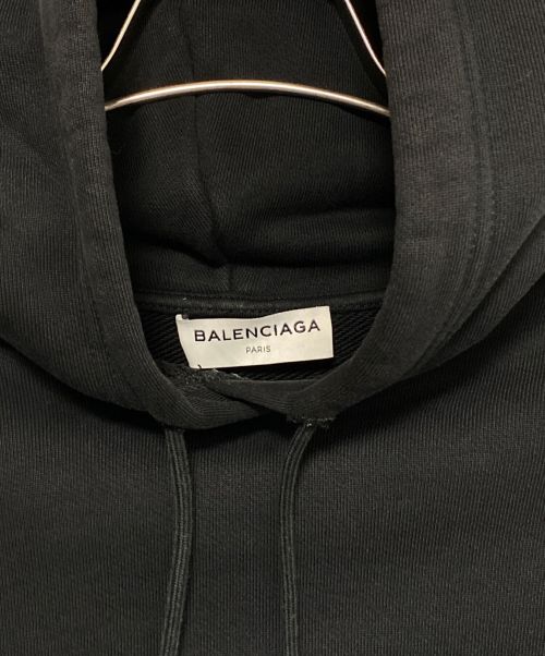 BALENCIAGA（バレンシアガ）BALENCIAGA (バレンシアガ) フードロゴプリント プルオーバーパーカー  ブラック サイズ:XSの古着・服飾アイテム