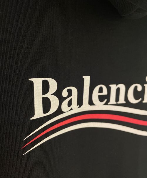 BALENCIAGA（バレンシアガ）BALENCIAGA (バレンシアガ) ウェーブロゴプルオーバーパーカー ブラック サイズ:Sの古着・服飾アイテム