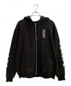 CHROME HEARTSクロムハーツ）の古着「Letters Sleeve Fleece Zip Hoodie」｜ブラック