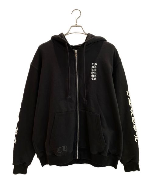 CHROME HEARTS（クロムハーツ）CHROME HEARTS (クロムハーツ) Letters Sleeve Fleece Zip Hoodie ブラック サイズ:Lの古着・服飾アイテム