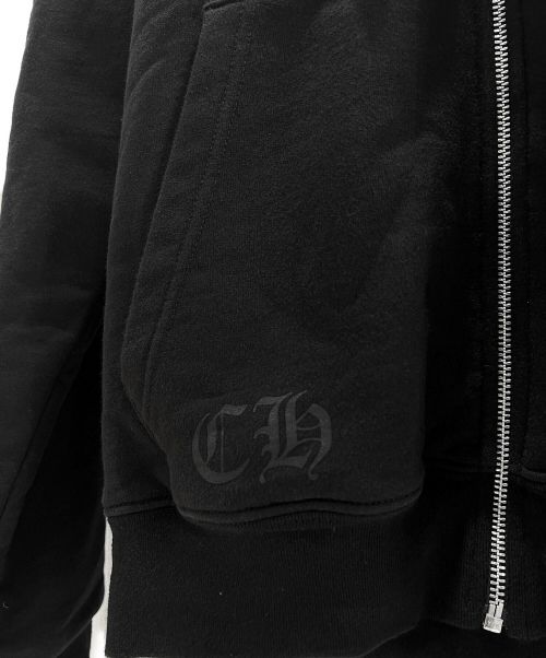 CHROME HEARTS（クロムハーツ）CHROME HEARTS (クロムハーツ) Letters Sleeve Fleece Zip Hoodie ブラック サイズ:Lの古着・服飾アイテム