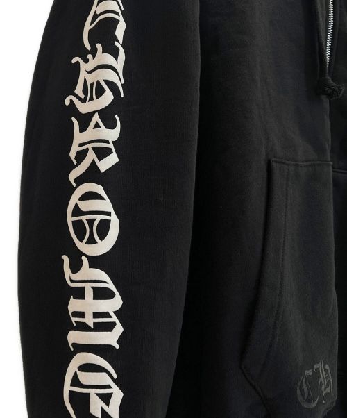 CHROME HEARTS（クロムハーツ）CHROME HEARTS (クロムハーツ) Letters Sleeve Fleece Zip Hoodie ブラック サイズ:Lの古着・服飾アイテム
