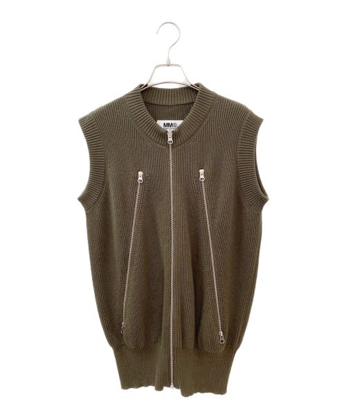 MM6 Maison Margiela（エムエムシックスメゾンマルジェラ）MM6 Maison Margiela (エムエムシックス メゾンマルジェラ) ノースリーブニットジャケット カーキ サイズ:XSの古着・服飾アイテム