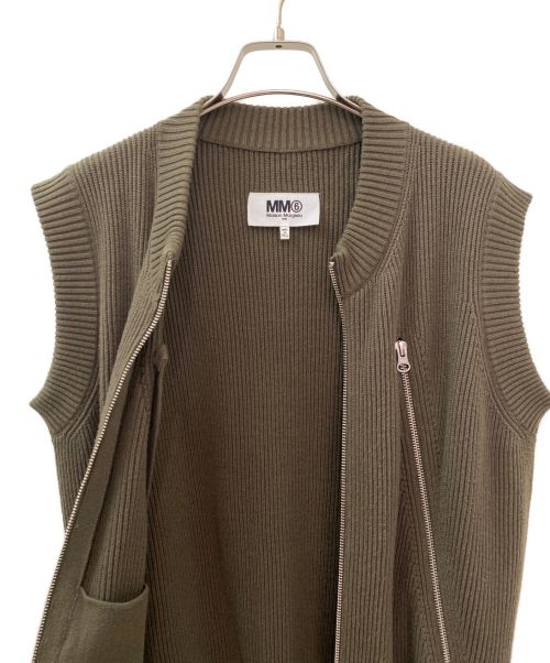 MM6 Maison Margiela（エムエムシックスメゾンマルジェラ）MM6 Maison Margiela (エムエムシックス メゾンマルジェラ) ノースリーブニットジャケット カーキ サイズ:XSの古着・服飾アイテム