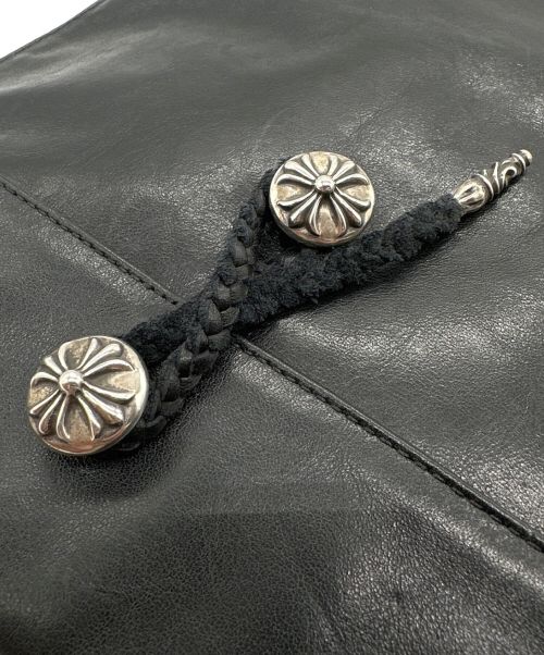 CHROME HEARTS（クロムハーツ）CHROME HEARTS (クロムハーツ) クロスボールコンチョレザーポーチ ブラックの古着・服飾アイテム