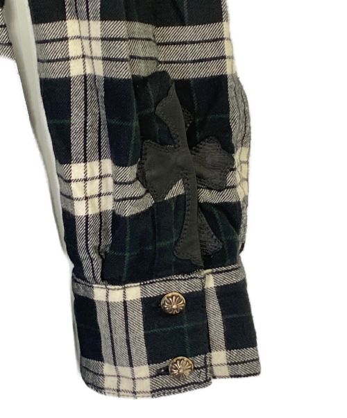 CHROME HEARTS（クロムハーツ）CHROME HEARTS (クロムハーツ) チェックシャツ ホワイト×ブラック サイズ:Lの古着・服飾アイテム
