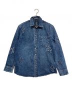 CHROME HEARTSクロムハーツ）の古着「LOOSE ENDS CROSS PATCH DENIM SHIRT」｜インディゴ