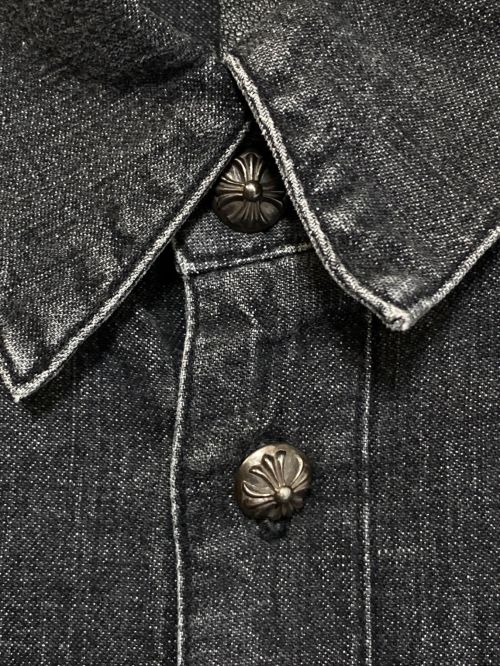 CHROME HEARTS（クロムハーツ）CHROME HEARTS (クロムハーツ) シルバーボタンデニムシャツ グレー サイズ:Lの古着・服飾アイテム