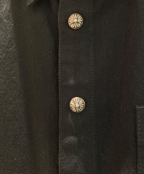 CHROME HEARTS（クロムハーツ）CHROME HEARTS (クロムハーツ) クロスコンチョデニムカバーオールシャツ ブラック サイズ:Lの古着・服飾アイテム