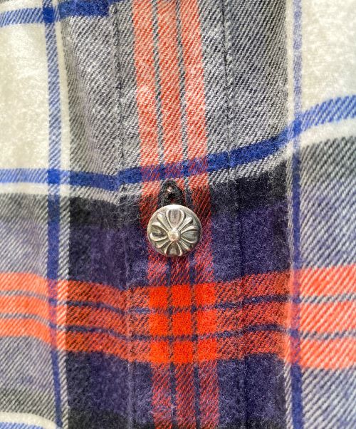 CHROME HEARTS（クロムハーツ）CHROME HEARTS (クロムハーツ) クロスボールチェックネルシャツ レッド×ブルー サイズ:Lの古着・服飾アイテム