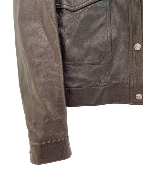 CELINE（セリーヌ）CELINE (セリーヌ) レザートラッカージャケット ブラウン サイズ:52の古着・服飾アイテム