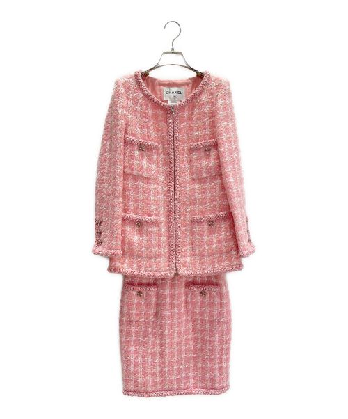 CHANEL（シャネル）CHANEL (シャネル) ツイードセットアップ ピンク サイズ:34の古着・服飾アイテム