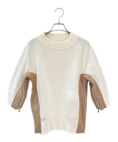 sacai（サカイ）sacai (サカイ) ミリタリードッキングニット ホワイト×ベージュ サイズ:1の古着・服飾アイテム