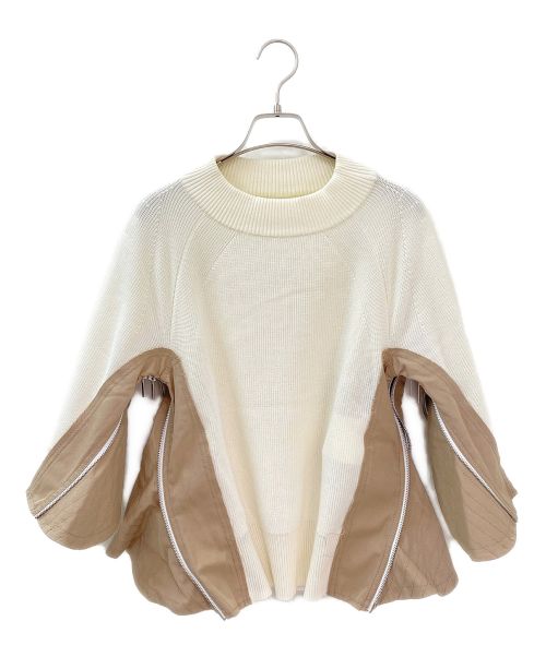 sacai（サカイ）sacai (サカイ) ミリタリードッキングニット ホワイト×ベージュ サイズ:1の古着・服飾アイテム