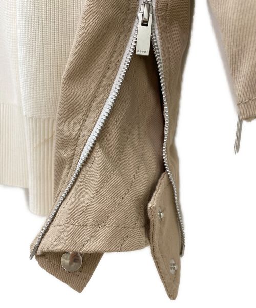 sacai（サカイ）sacai (サカイ) ミリタリードッキングニット ホワイト×ベージュ サイズ:1の古着・服飾アイテム