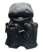 PRADAプラダ）の古着「Re-Nylon xサフィアーノレザー バックパック」｜ブラック