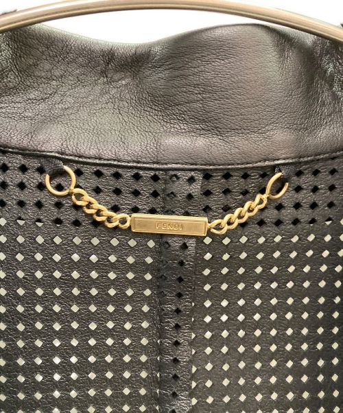 FENDI（フェンディ）FENDI (フェンディ) パンチングレザージャケット ブラック サイズ:40の古着・服飾アイテム