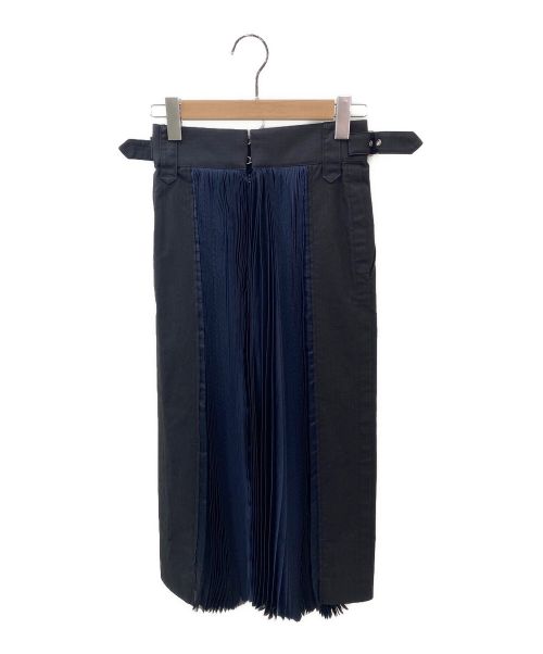 sacai（サカイ）sacai (サカイ) プリーツドッキングスカート ネイビー×ブラックの古着・服飾アイテム