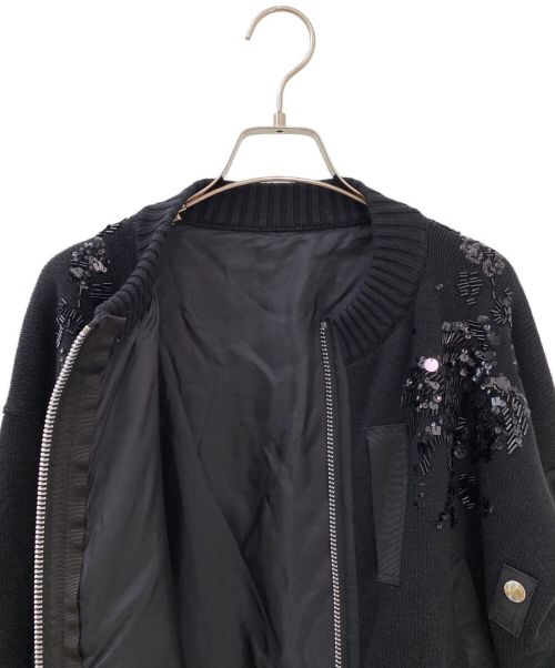 sacai（サカイ）sacai (サカイ) ビジュー装飾ブルゾン ブラック サイズ:1の古着・服飾アイテム