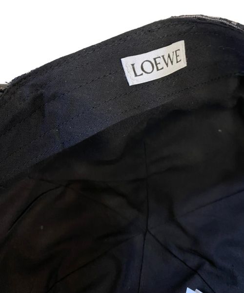 LOEWE（ロエベ）LOEWE (ロエベ) レザー切替 ベースボールキャップ ブラウン サイズ:-の古着・服飾アイテム
