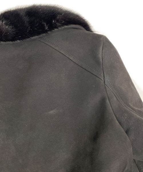 PRADA（プラダ）PRADA (プラダ) ミンクファー付ムートンコート ブラウン サイズ:38の古着・服飾アイテム